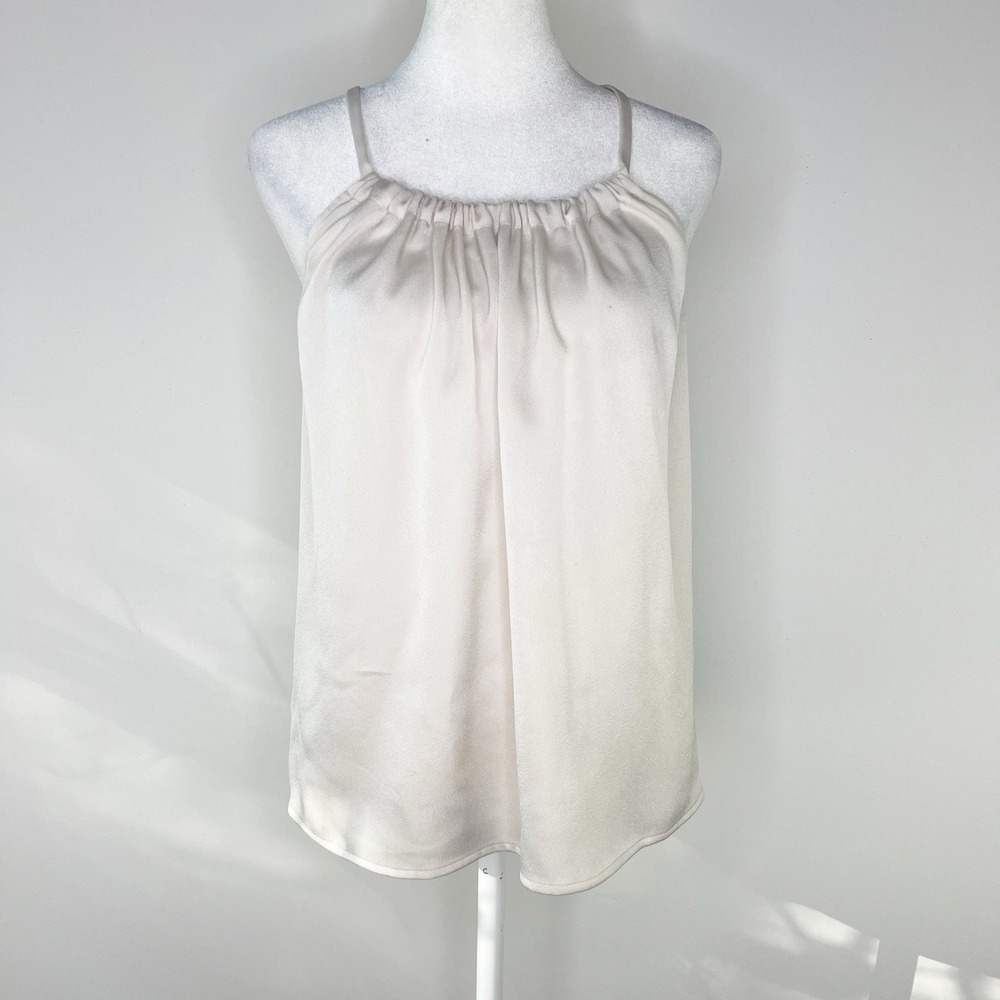 VINCE Ivory Dressy Minimalist Night Out Gathered Chiffon Camisole‎ Tank Size XS